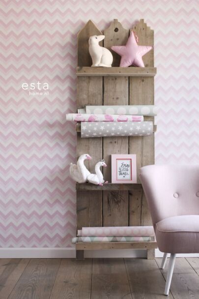 wallpaper zigzag motif light pink and white