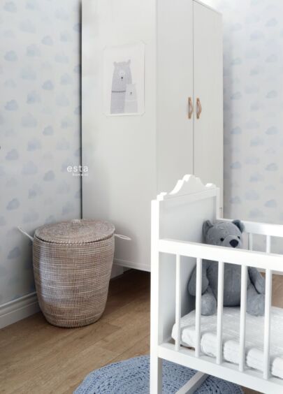wallpaper stamped clouds light blue and white