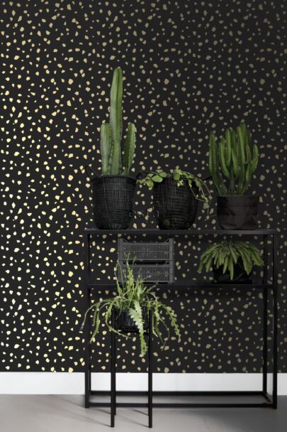 wallpaper terrazzo black and gold