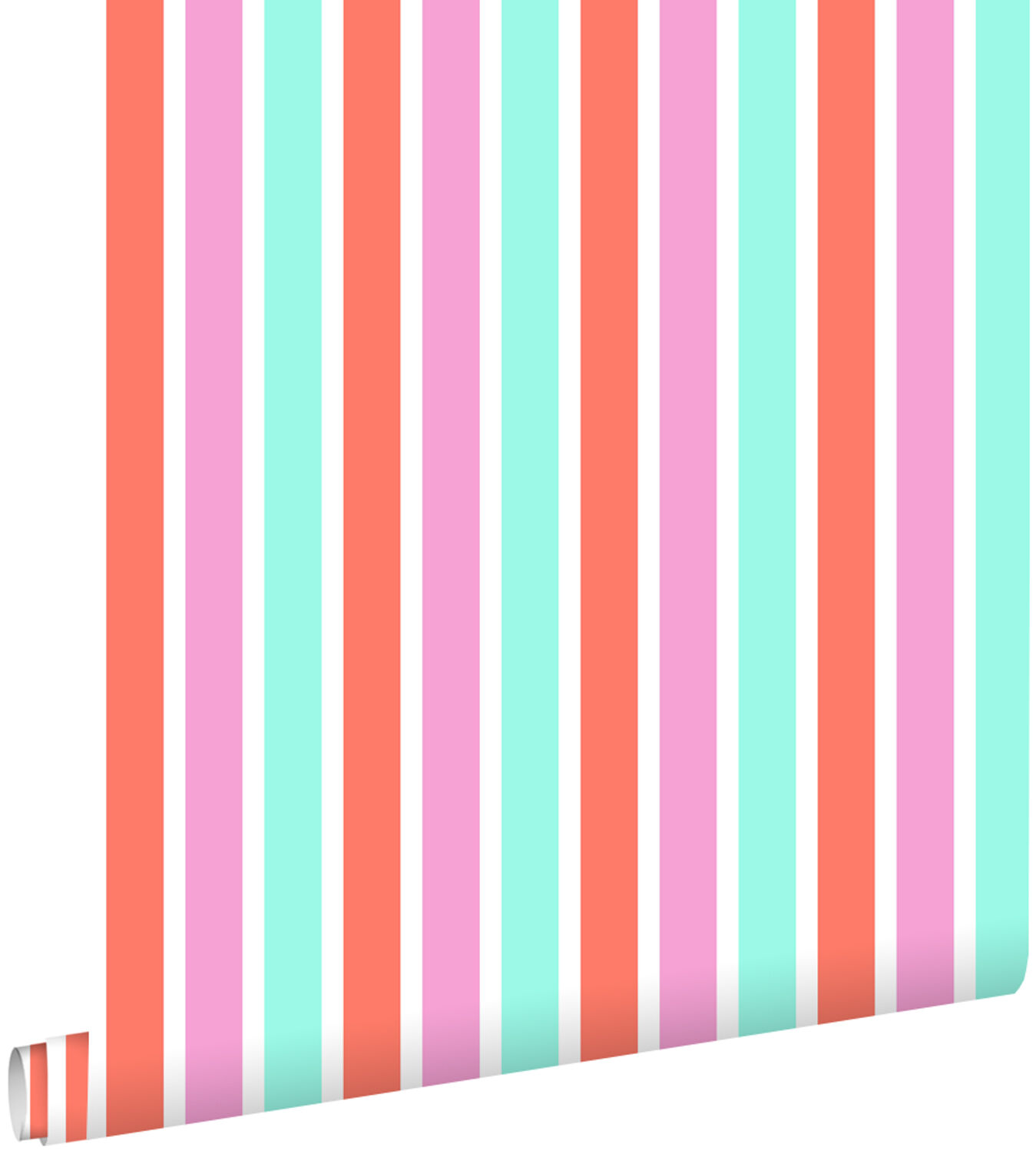 wallpaper vertical stripes pink, turquoise and coral red - wallpaper