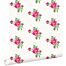 wallpaper embroidered little roses pink and green
