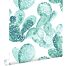 wallpaper aquarelle painted cacti grayish turquoise