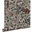 wallpaper forest animals antique pink, green and brown