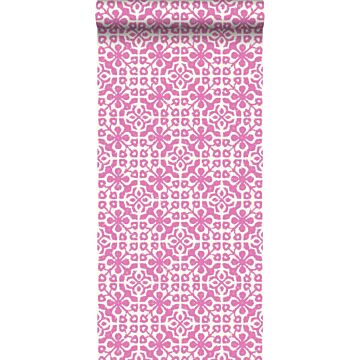 wallpaper worn tiles pink