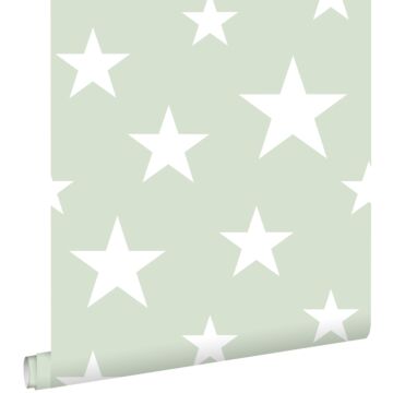 wallpaper big and small stars mint green and white