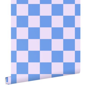 wallpaper chequered motif lilac purple and pastel blue