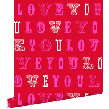 wallpaper love you - quotes red and pink