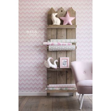 wallpaper zigzag motif light pink and white