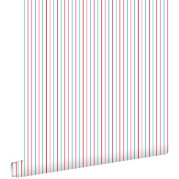 wallpaper stripes pink and turquoise