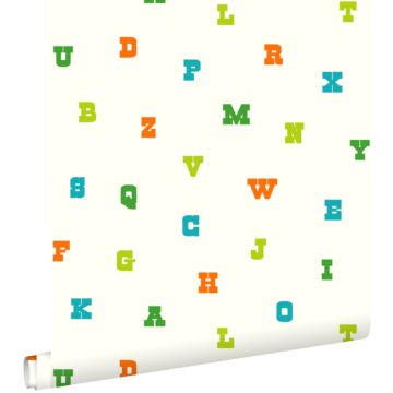 wallpaper alphabet lime green and orange