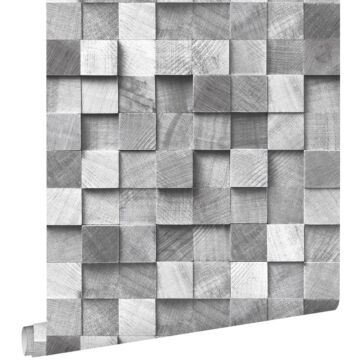 wallpaper 3D wood effect gray