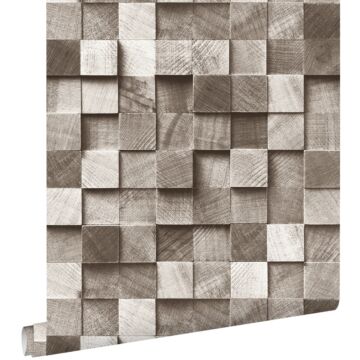 wallpaper 3D wood effect brown
