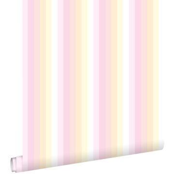 wallpaper rainbow stripes light pink and beige