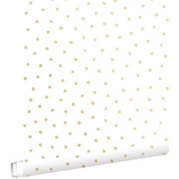 wallpaper polka dots light shiny gold and white