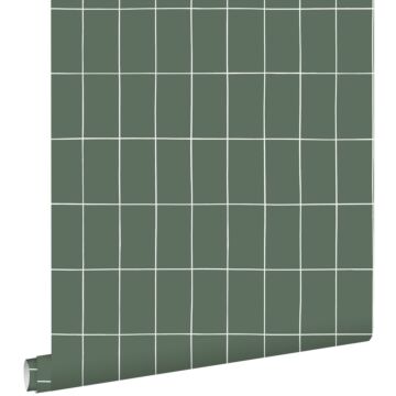 wallpaper small tiles grayish green and white