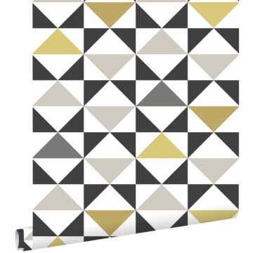 wallpaper graphic triangles white, black, gray and mustard