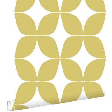 wallpaper graphic motif mustard and white