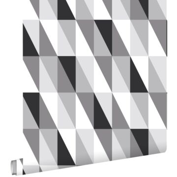 wallpaper graphical triangles black, gray and white