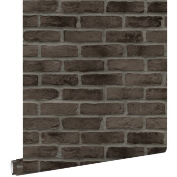 wallpaper bricks dark brown