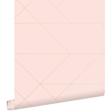 wallpaper graphic lines soft pink and gold