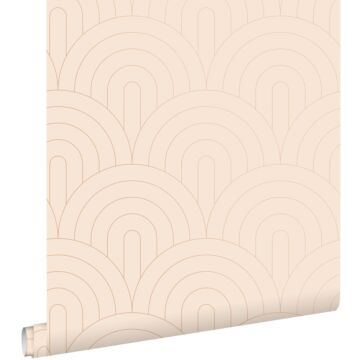 wallpaper art deco arches light peach pink and rose gold