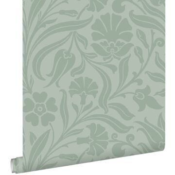 wallpaper flowers grayed mint green