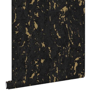 wallpaper cork effect black and gold