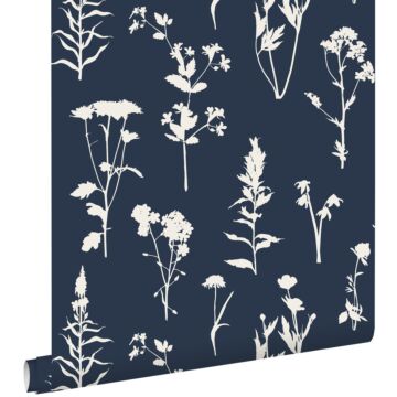 wallpaper wildflowers dark blue