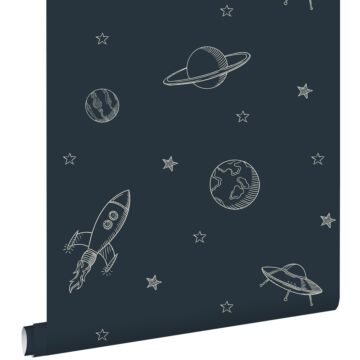 wallpaper astronauts in space dark blue