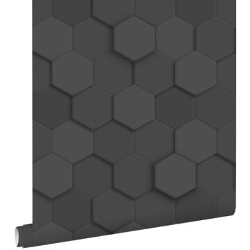 wallpaper 3d honeycomb motif black
