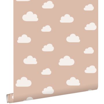 wallpaper little clouds terracotta pink