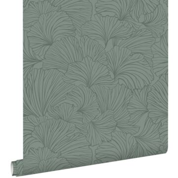 wallpaper ginkgo leaves grayish green