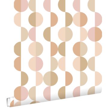 wallpaper graphic motif terracotta, pink and beige
