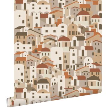 wallpaper mediterranean houses beige and terracotta