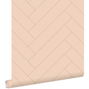 wallpaper herring bone pattern terracotta pink