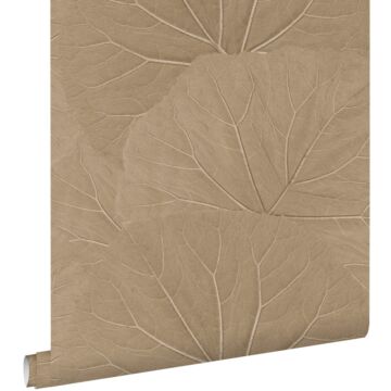 wallpaper leaves sand beige