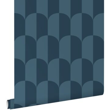 wallpaper art deco arches greyish dark blue