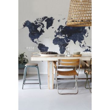 wall mural vintage world map blue