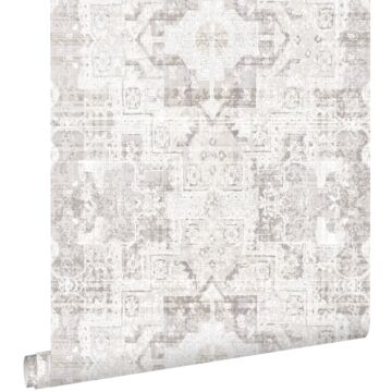 wallpaper oriental kelim patchwork carpet light warm gray