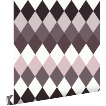 wallpaper rhombus motif with linen texture shades of taupe purple