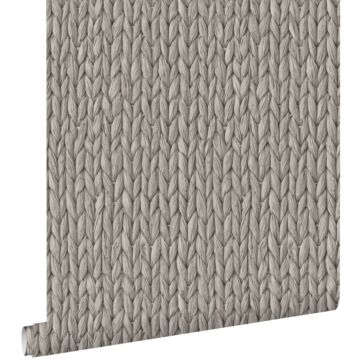 wallpaper woven wicker warm gray