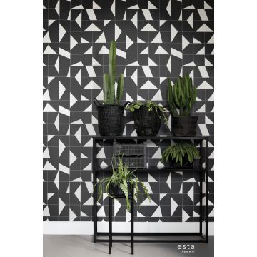wallpaper tile motif black and white