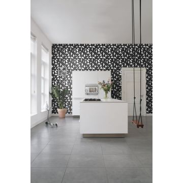 wallpaper tile motif black and white