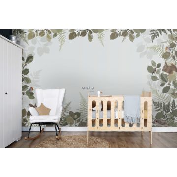 wall mural forest animals green and brown