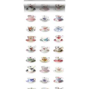 non-woven wallpaper XXL cups and saucers multi color