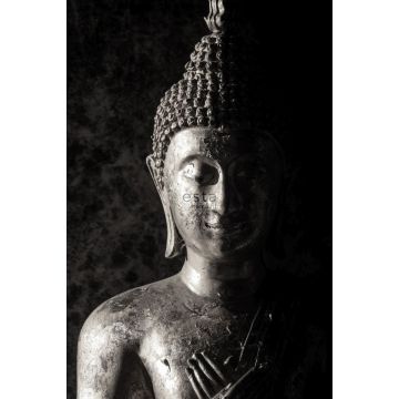 wall mural Buddha statue black and white