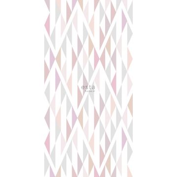 wall mural rhombus motif black, white and antique pink
