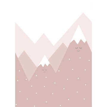 wall mural mountains antique pink