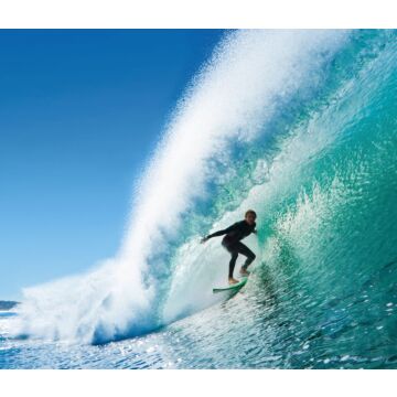 wall mural surfer blue and sea green