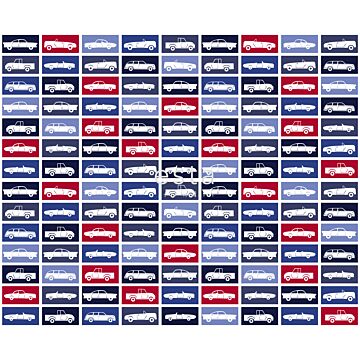 A4 sample fabric cars red and navy blue